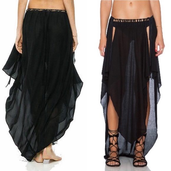 Indah Black Asymmetrical Layered Maxi Skirt - Picture 14 of 15